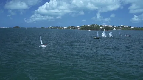 Sailboats in Bermuda Harbor Stock Footage 82049672