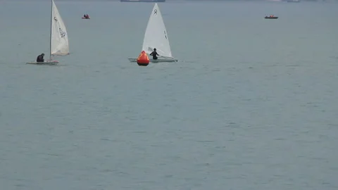 Sailboats competition Stock Footage 111764621