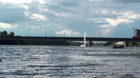 Sailboats on the Dnieper. Stock Footage 76710474