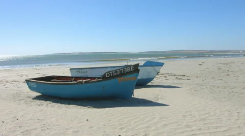 Sailboats docked on beach 2 Video stock 42947003