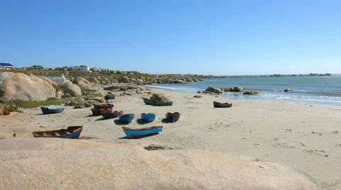 Sailboats docked on beach 4 Video stock 42947010
