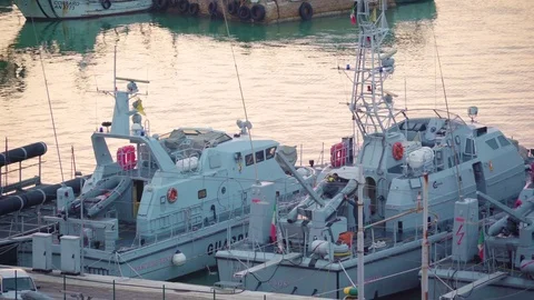 The sailboats docking on the port in Ancona Stock Footage 83834434