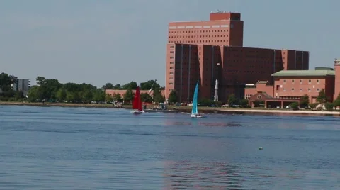 Sailboats Float Around On The Water 動画素材 57237693