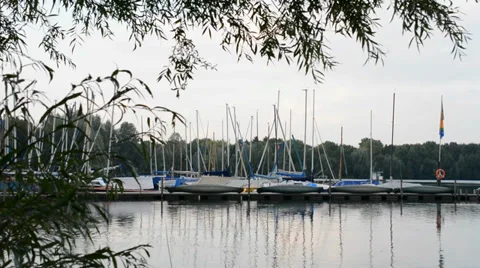 Sailboats in the harbor Stock Footage 29664821
