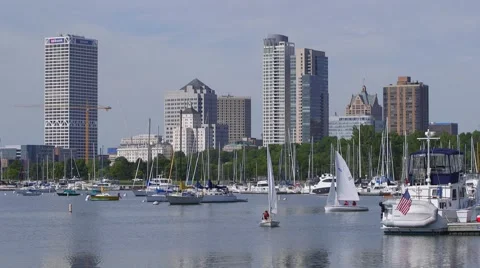 Sailboats in Harbor Stock Footage 52803311