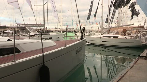 Sailboats in the harbor Stock Footage 56144734