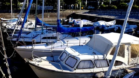 Sailboats in the harbor Stock Footage 78862105