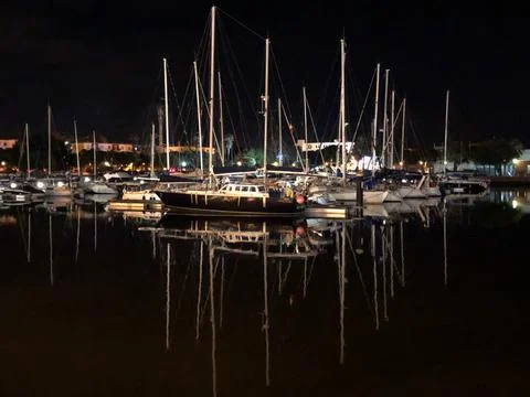 Sailboats on the harbor Stock Photos