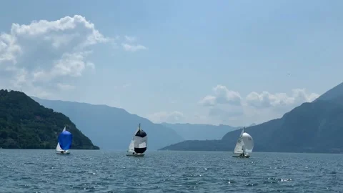 Sailboats Lake Como Stock Footage 134405458