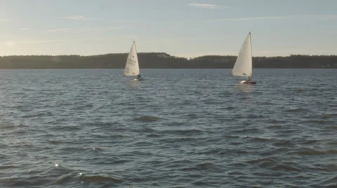 Sailboats on Lake Stock Footage 33742633