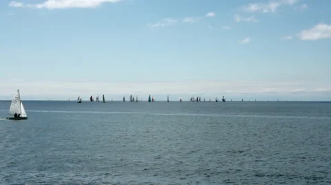 Sailboats on the Lake Stock Footage 39704552