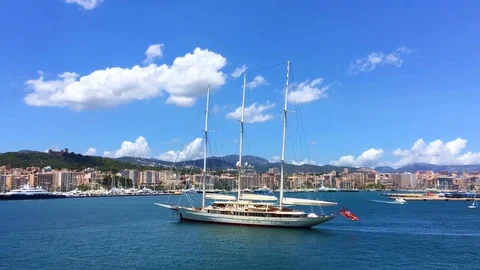 Sailboats to Mallorca Stock Footage