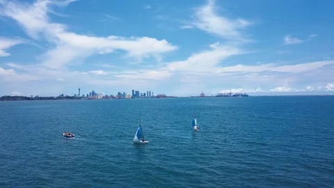 Sailboats in the ocean Stock Footage 106917456