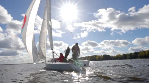 Sailboats Racing Stock Footage 68371993