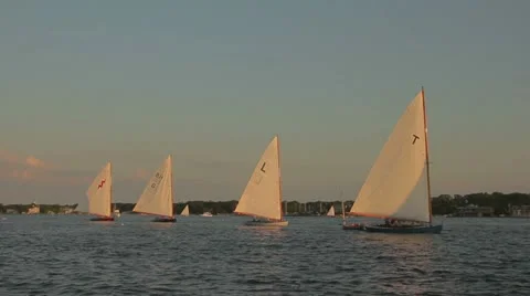 Sailboats on a River Video stock 12522033
