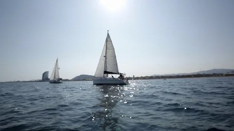 Sailboats in the Sea Stock Footage 74076403