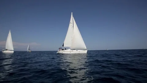 Sailboats in the Sea Video stock 74076465