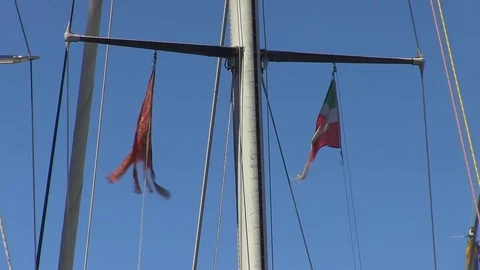 Sailboats Spinnaker masts moving in the wind, Venice, Close-Up Stock Footage 71470946