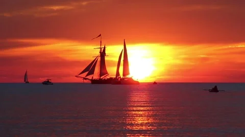 Sailboats at Sunset Video stock 42159539