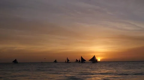 Sailboats at Sunset Stock Footage 47264599
