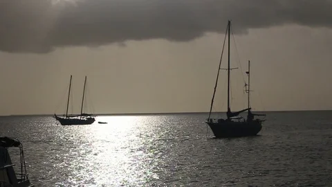 Sailboats in sunset Stock-Footage 104737539
