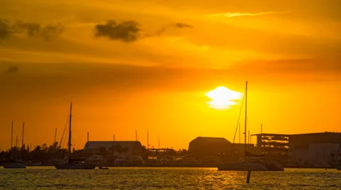 Sailboats at Sunset Time Lapse Over Marina in Florida Видео 34223170