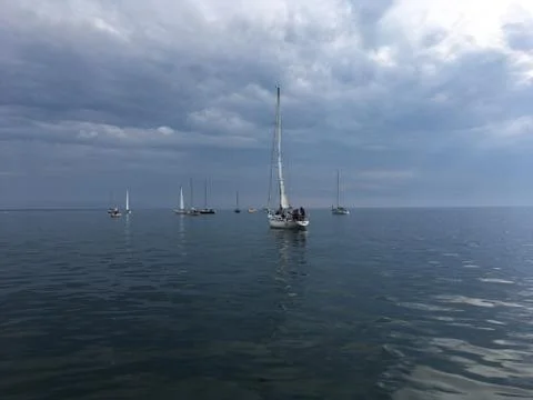 Sailboats waiting for wind Stock Photos