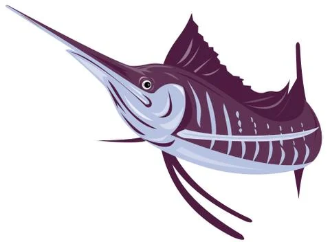 Sailfish fish jumping retro. Stock Illustration