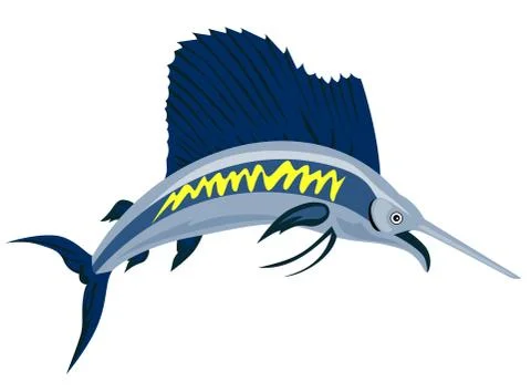 Sailfish fish jumping retro. Stock Illustration