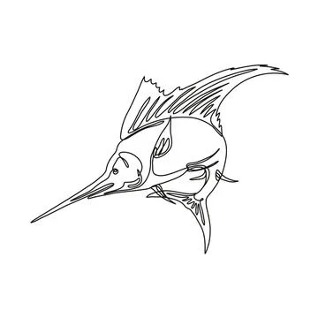 Sailfish Jumping Up Continuous Line Drawing Continuous line drawing illust... Stock Photos
