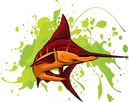 Sailfish jumping out of water. vector illustration. Stock Illustration