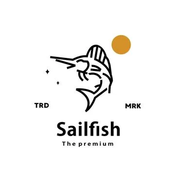 Sailfish logo vector outline monoline art icon Stock Illustration