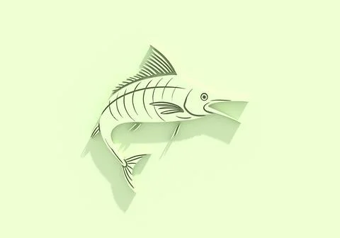 Sailfish, swordfish, marlin on blobs background. Seafood shop logo, signboard Stock Illustration