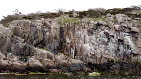 Sailing Along Huge Nordic Cliffs Stock Footage 153474017