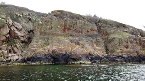 Sailing Along Huge Nordic Cliffs Stock Footage 153495077