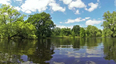 Sailing along river Stock Footage 24069008
