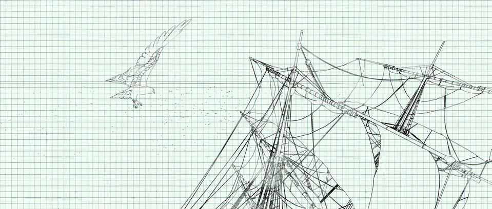 Sailing and eagle Stock Illustration