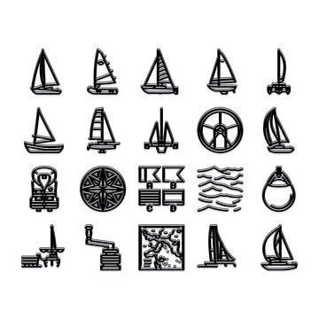 Sailing and nautical elements icons collection Stockillustratie