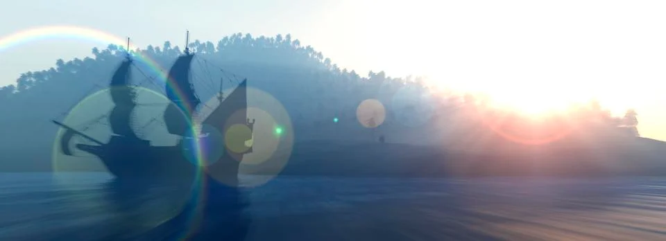 Sailing and sunset Stock Illustration