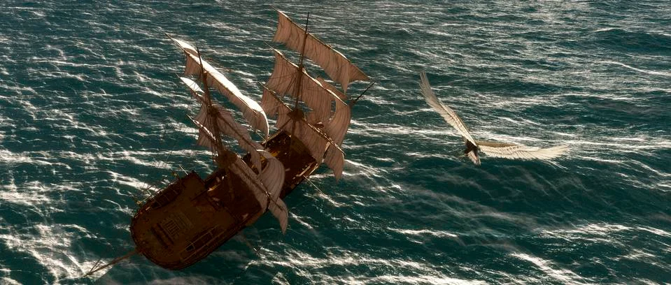 Sailing and sunset Stock Illustration