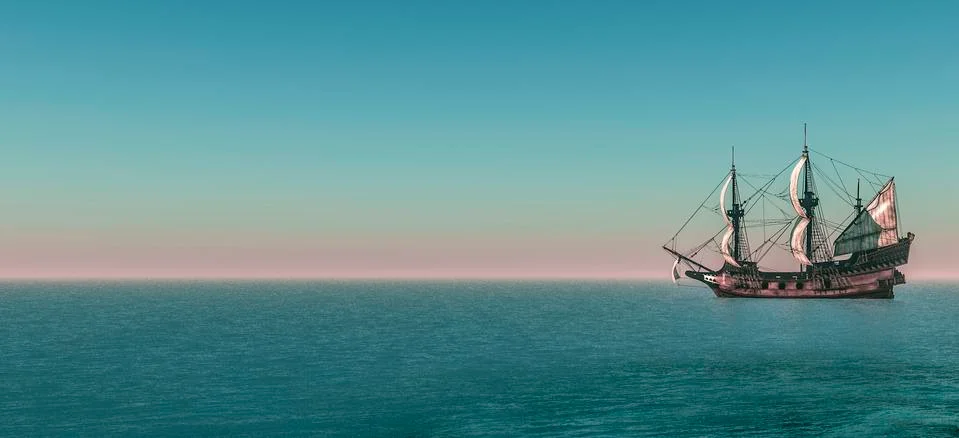 Sailing and sunset Stock Illustration