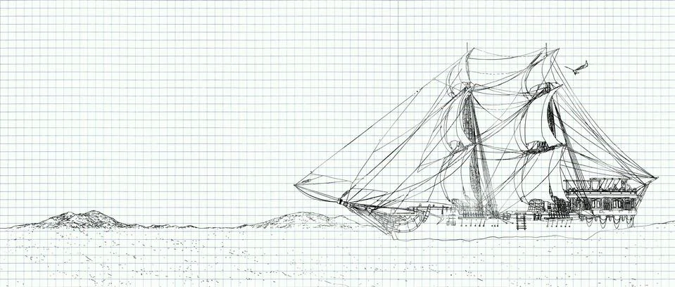 Sailing and sunset Illustrazione stock
