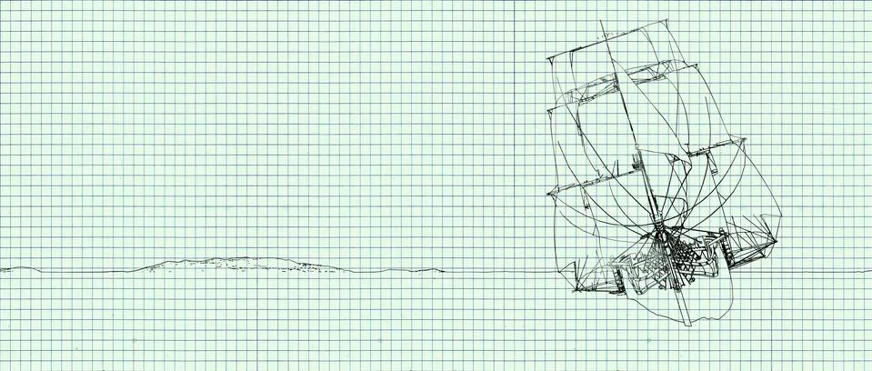 Sailing and sunset Stock Illustration