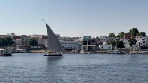 Sailing in Aswan, river Nile, Egypt, Nubia - January 3, 2023 Stock-Footage 313869482