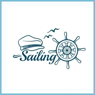 Sailing Badge With Handwheel Stock Illustration