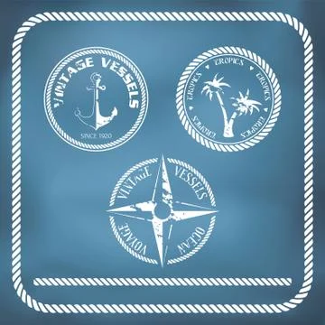 Sailing badges with anchor Illustrazione stock