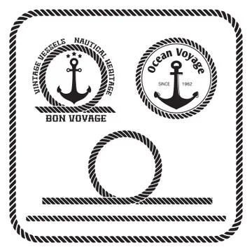 Sailing badges with anchor Stock Illustration