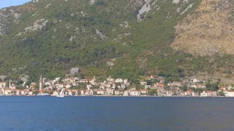 Sailing in Bay of Kotor, Perast Stock Footage 86802407
