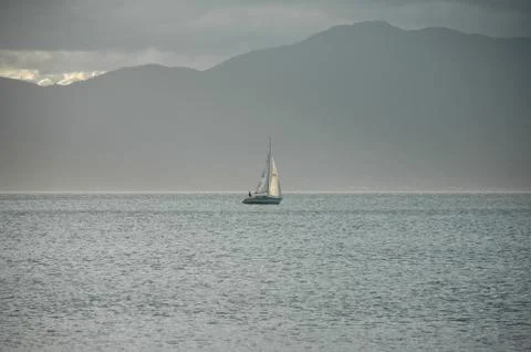 Sailing in a beautifull seascape Stock Photos