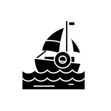 Sailing black icon, vector sign on isolated background. Sailing concept symbol Stock-Illustration